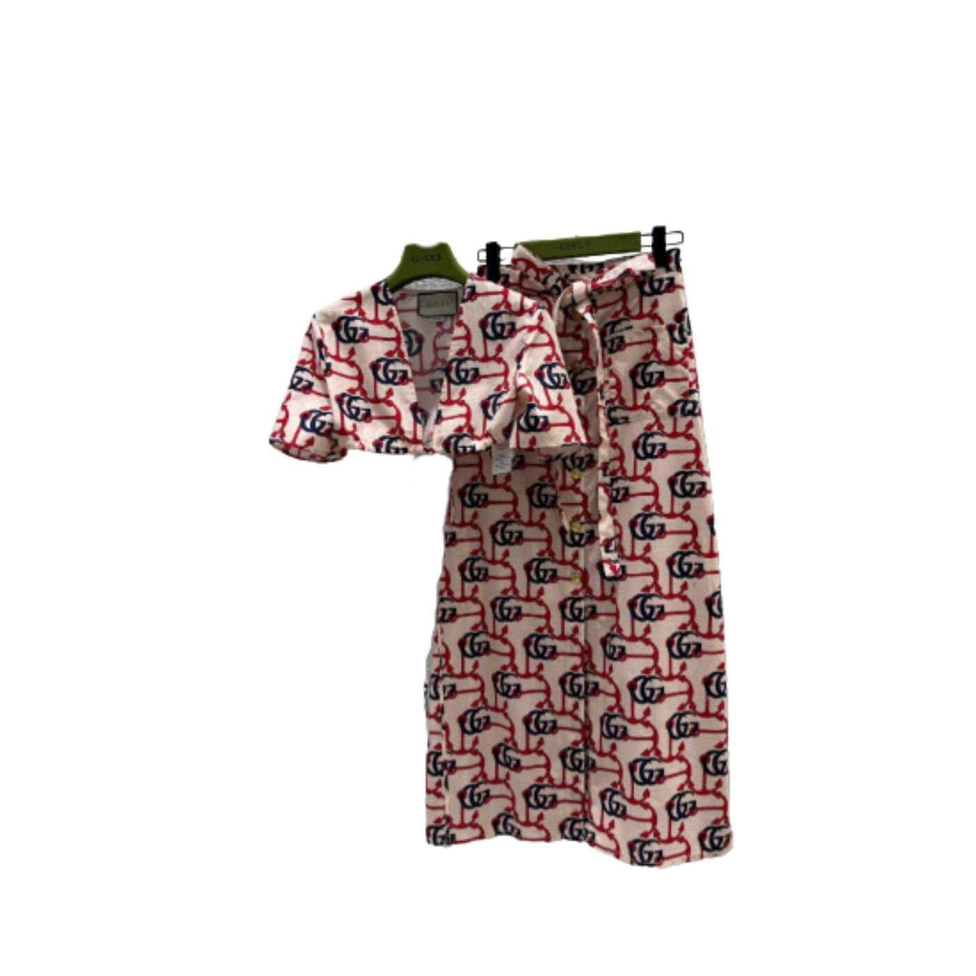 Douple-G-Anchor-Print-Top-And-Skirt-Red.jpg Douple G Anchor Print Top And Skirt Red