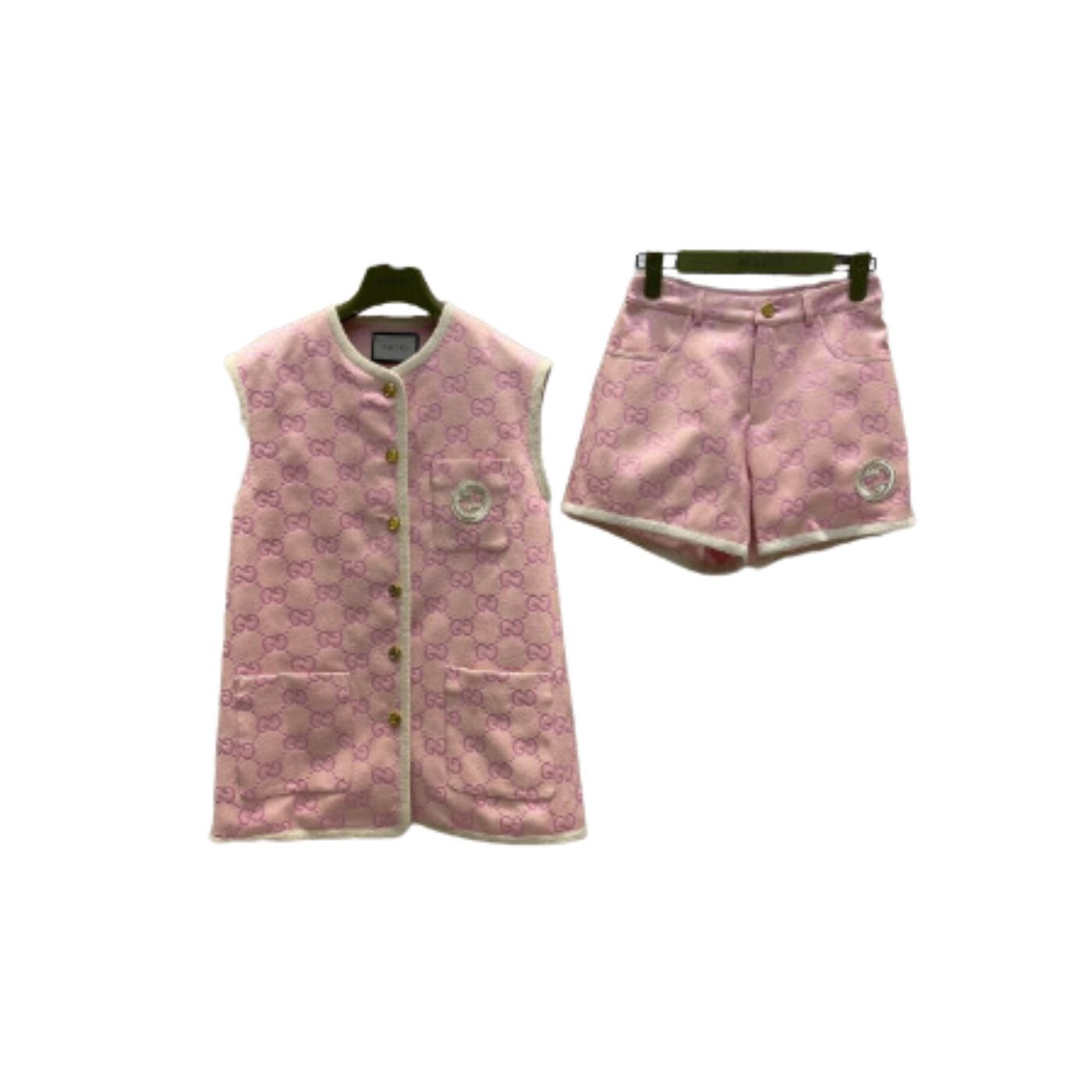 Gucci-White-Border-Top-And-Shorts-Pink-8.jpg Gucci White Border Top And Shorts Pink 8