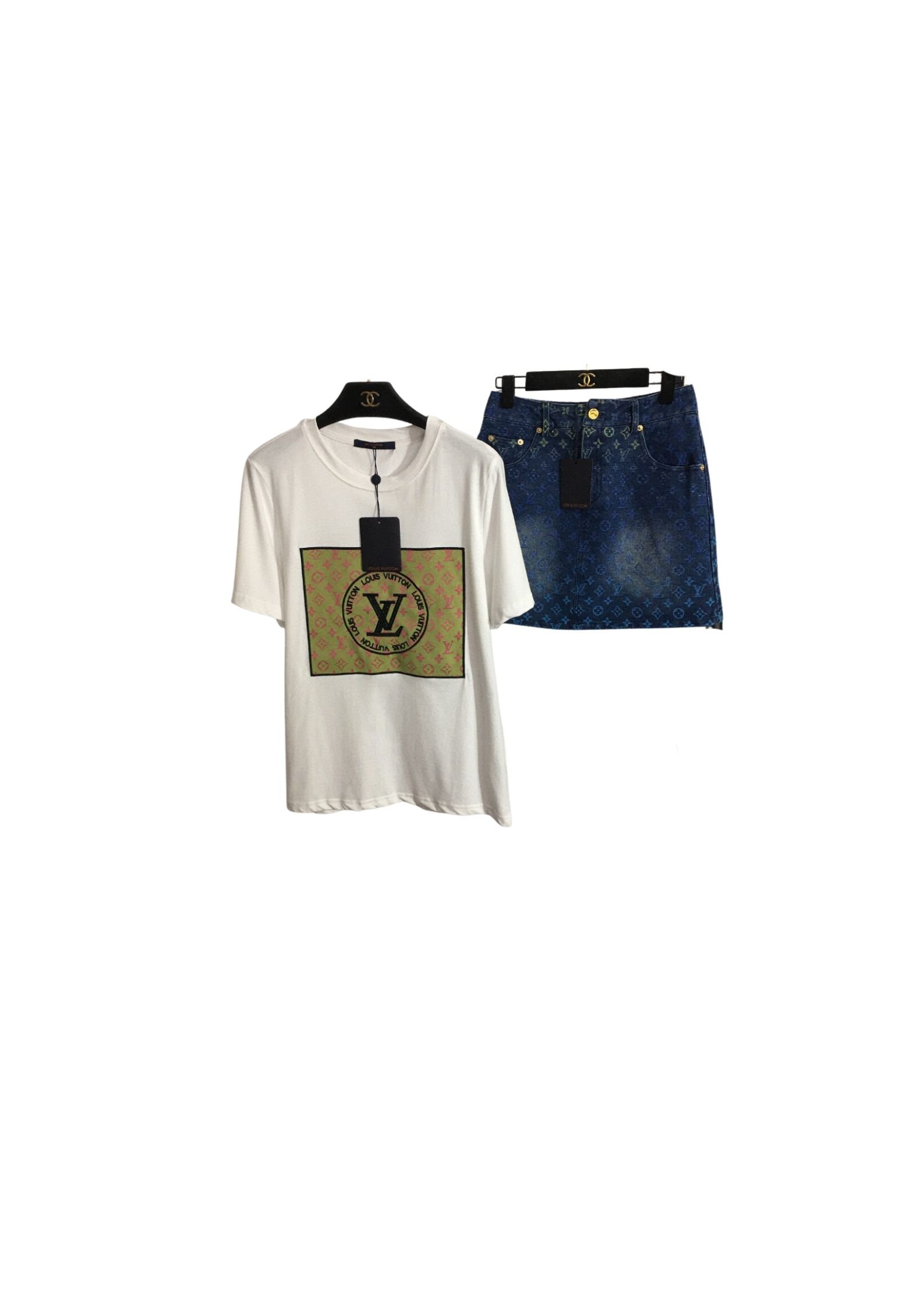 Jean-Skirt-And-Logo-LV-T-Shirt-White-1.jpg Jean Skirt And Logo LV T Shirt White 1