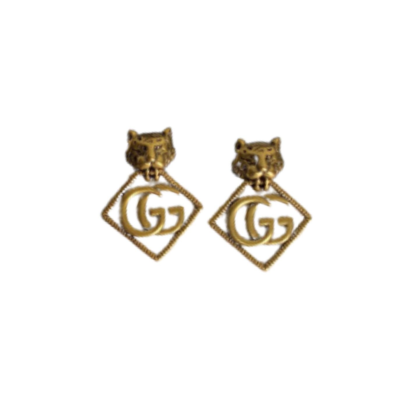 Leopard-Rhombus-Earrings-Gold-Tone-1.jpg Leopard Rhombus Earrings Gold Tone 1