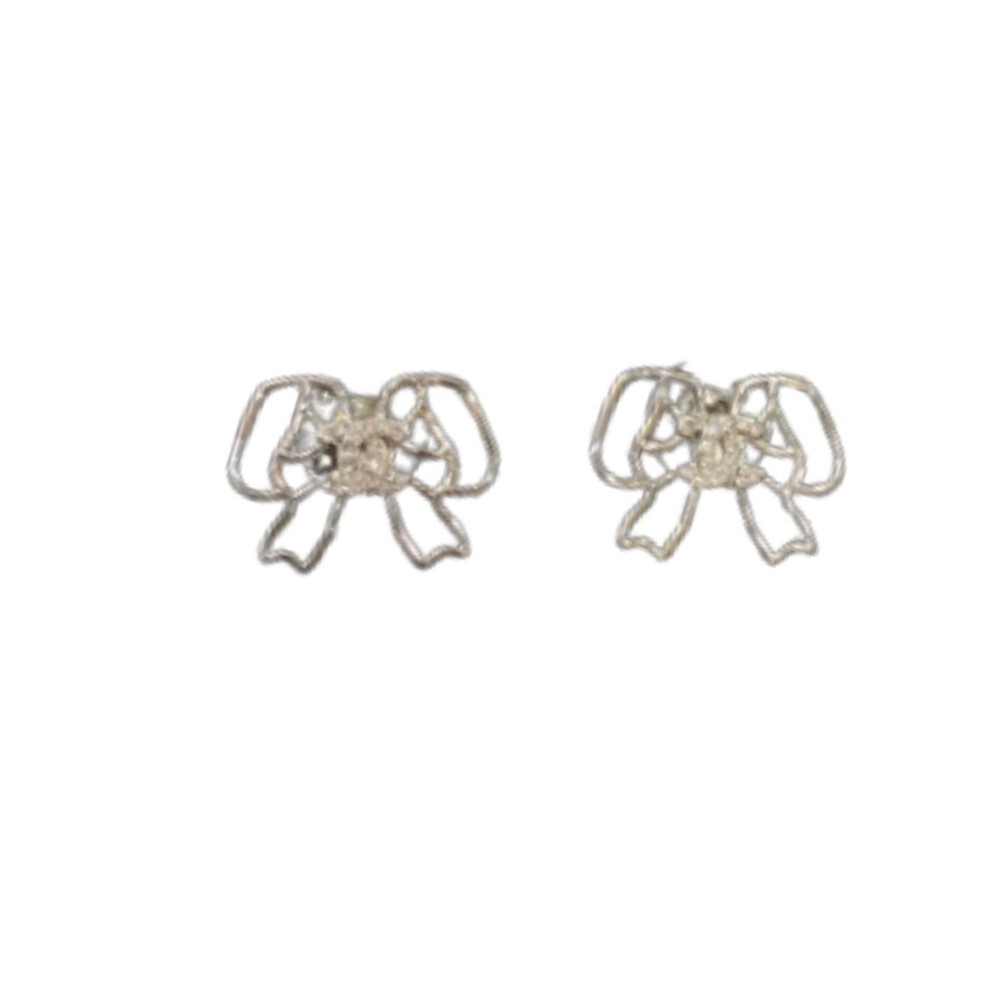 Lovely-Bow-Frame-Earrings-Silver-Tone-2.jpg Lovely Bow Frame Earrings Silver Tone 2