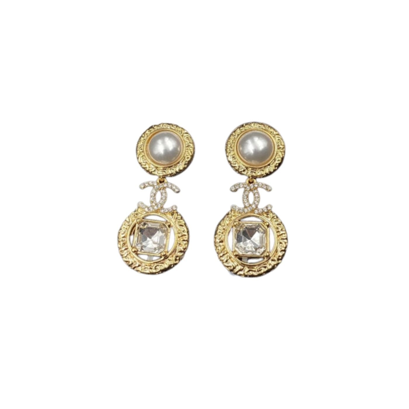 Pearl-And-Sparkling-Stone-Earrings-Gold-1.jpg Pearl And Sparkling Stone Earrings Gold 1