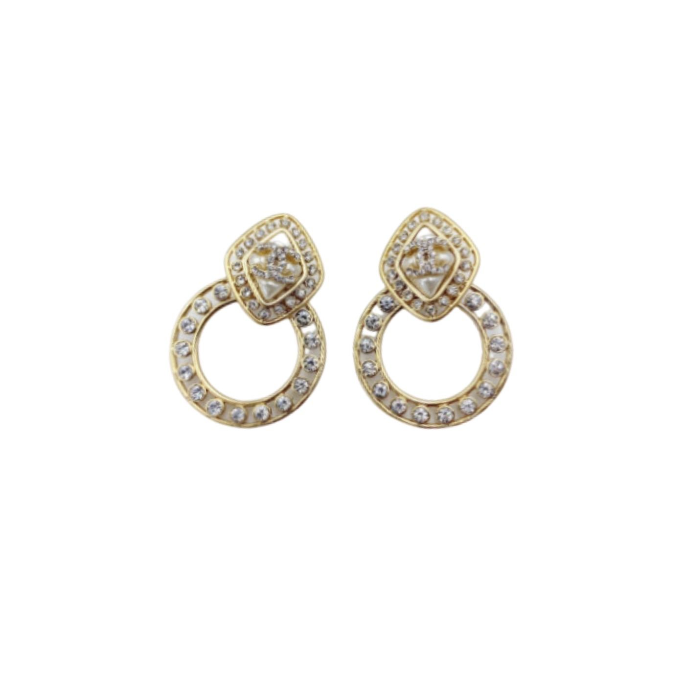 Sparkling-Stone-Border-Earrings-Gold-Tone-1.jpg Sparkling Stone Border Earrings Gold Tone 1