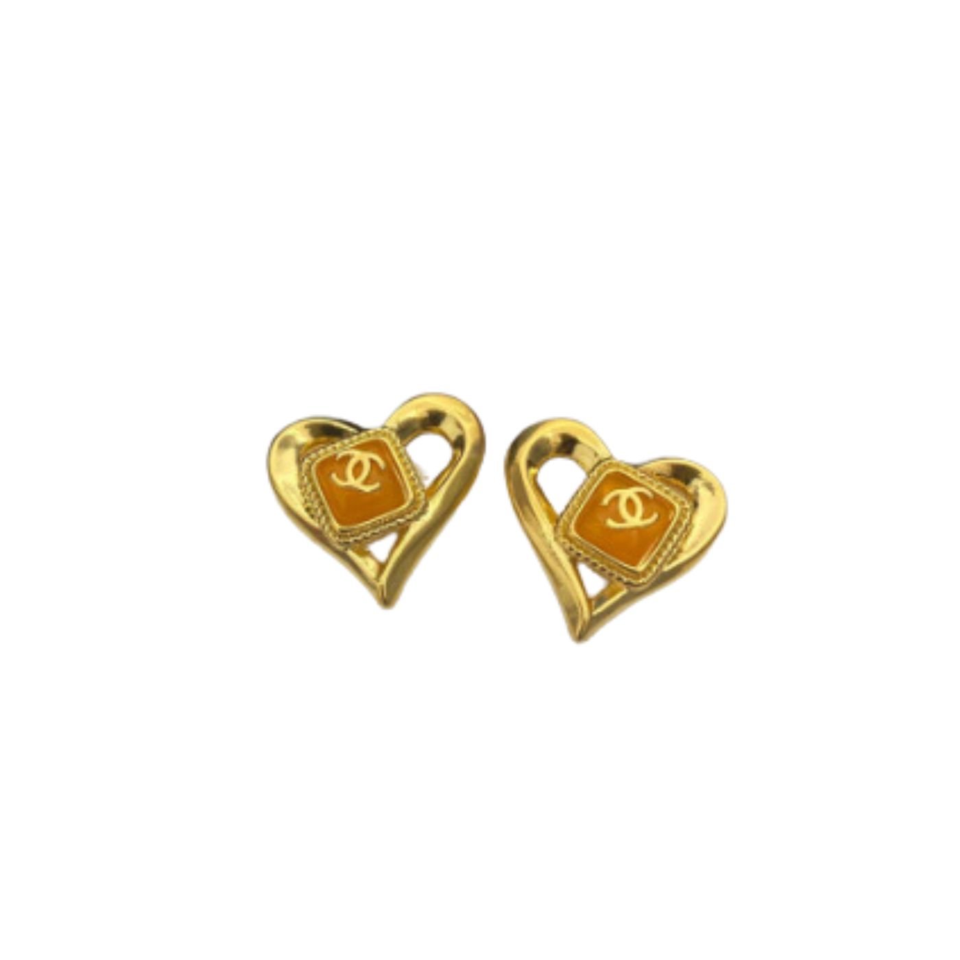 Yellow-Stone-Hollow-Heart-Earrings-Gold-Tone-1.jpg Yellow Stone Hollow Heart Earrings Gold Tone 1