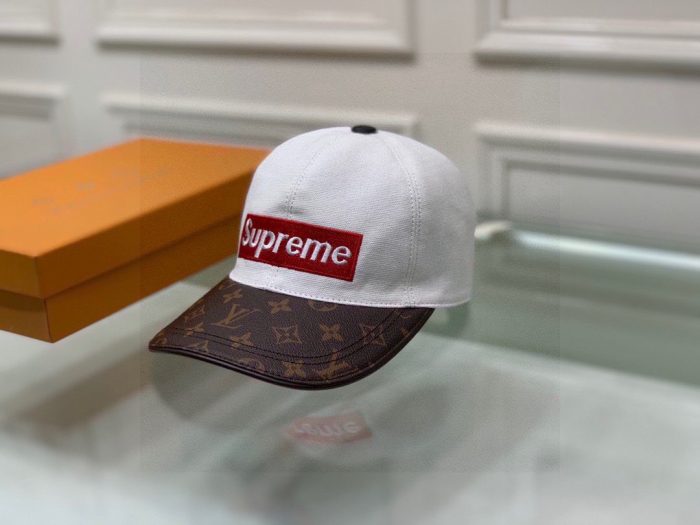 路易威登 Supreme 帽子 白色 LV 帽子