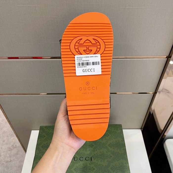 Gucci 男士系带拖鞋凉鞋灰橙色 658020 2HK60