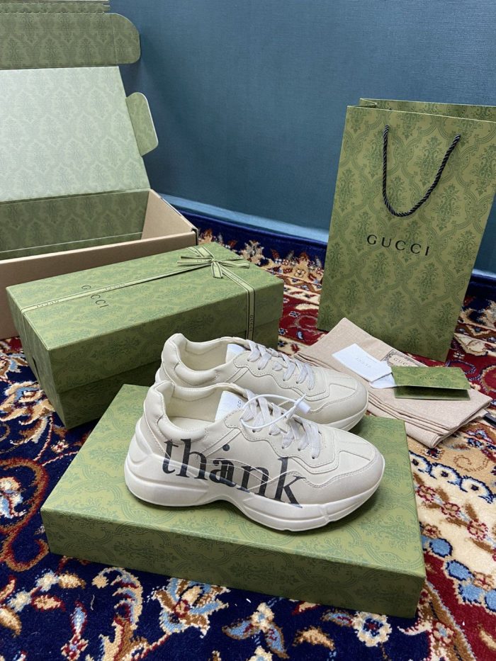Gucci 女士 Rhyton 女士感谢白色运动鞋 660938
