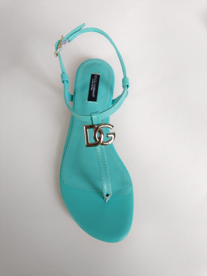 杜嘉班纳Gabbana DG 女式 Nappa 凉鞋翡翠绿 DG 鞋履