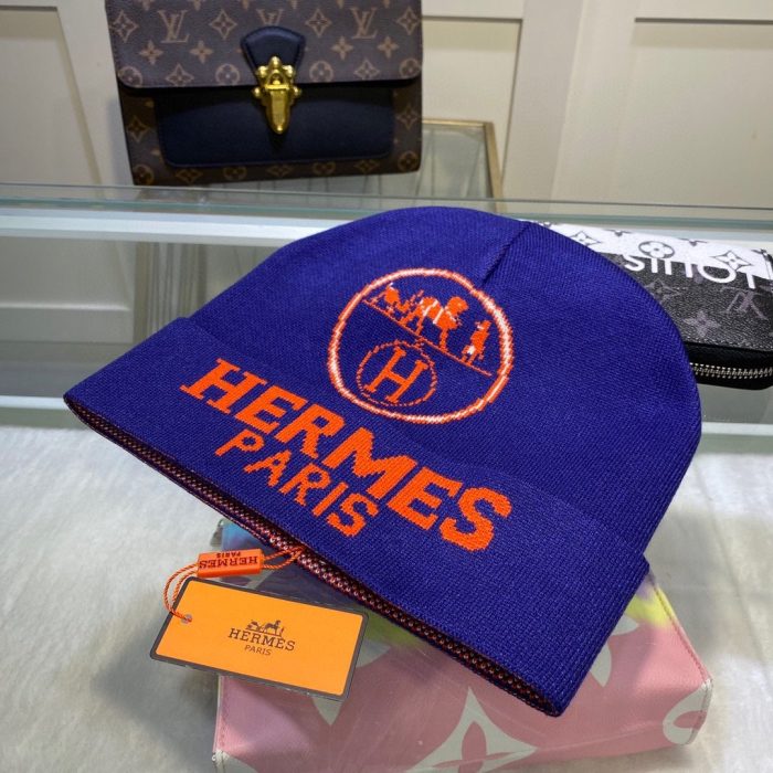 Hermes 蓝色频率毛线帽