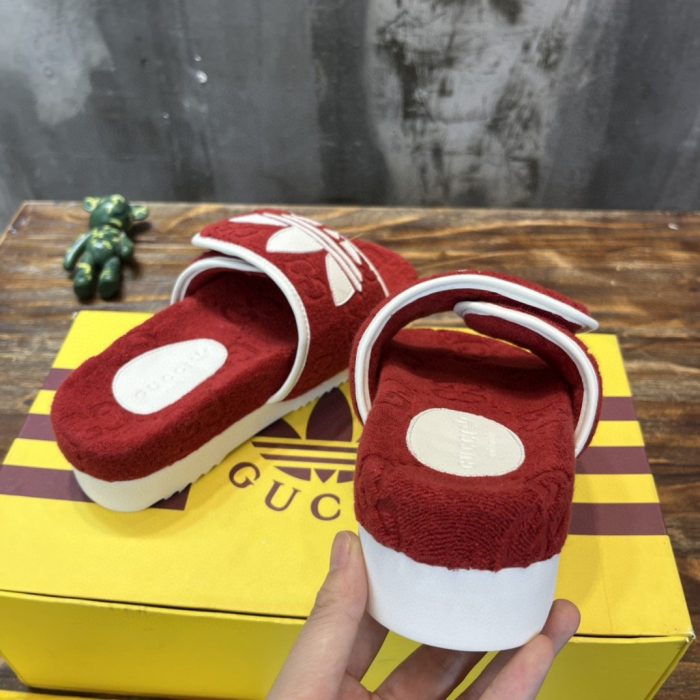 Gucci x Adidas 男士厚底 GG 红色凉鞋 702412 UU010 6560