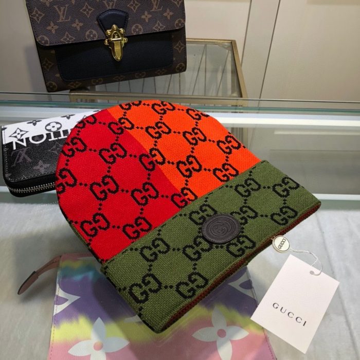 Gucci 多色羊绒毛线帽