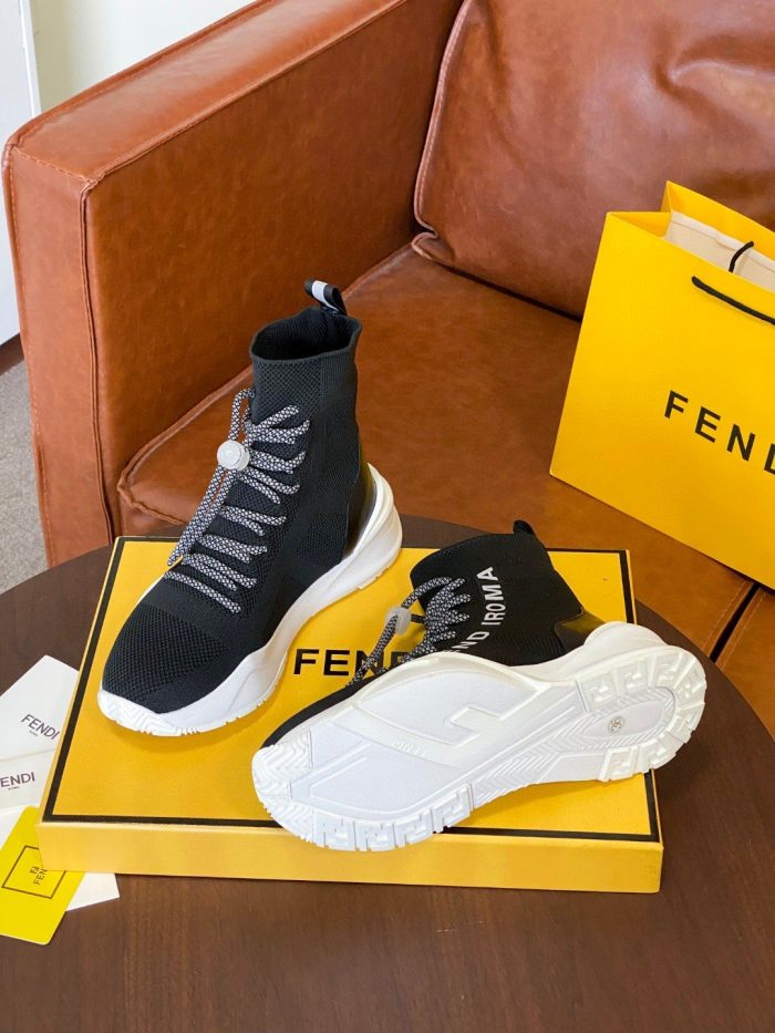 Fendi 女式高帮运动鞋黑白