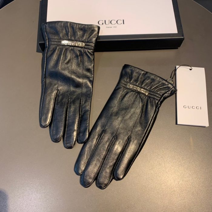 Gucci 黑色标志性双 G 图案手套