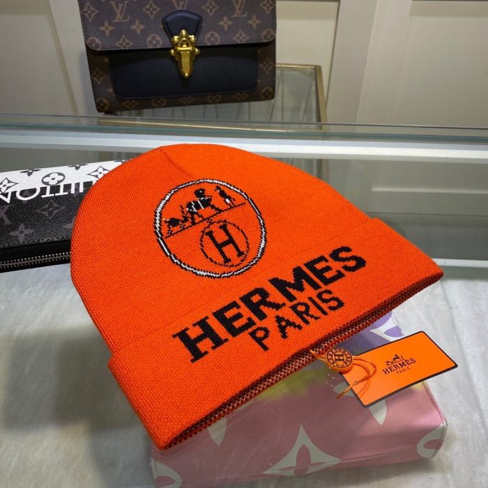 Hermes 橙色频率毛线帽