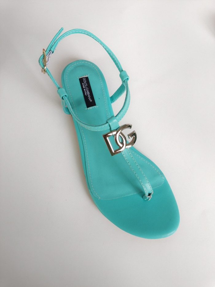 杜嘉班纳Gabbana DG 女式 Nappa 凉鞋翡翠绿 DG 鞋履