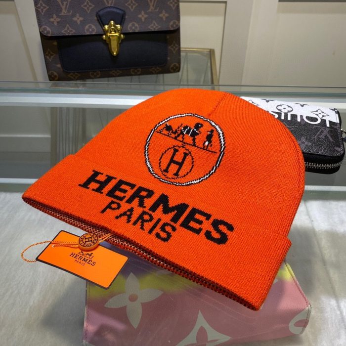 Hermes 橙色频率毛线帽