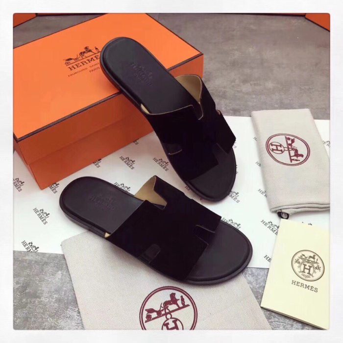 1:1爱马仕 (Hermes) 伊兹密尔男士凉鞋黑色