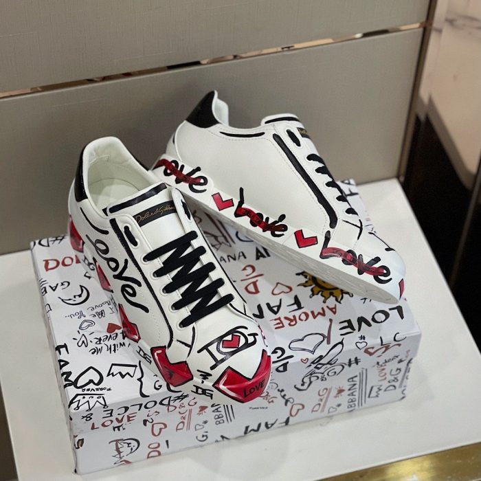 杜嘉班纳Gabbana 限量版 Portofino 男士白色运动鞋 DG 鞋履