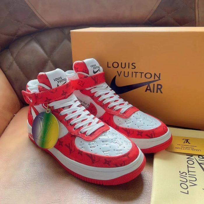 高仿Louis Vuitton 和 Virgil Abloh 设计的 Nike Air Force 1 白色/红色男士男鞋