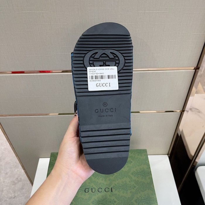 Gucci 女式凉鞋带蓝色和绿色 658020 2HK60