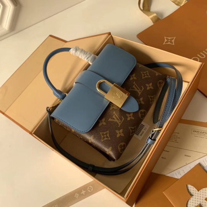 高仿LV女包 LV挂锁包 LV手提包 LV单肩包 牛仔蓝
