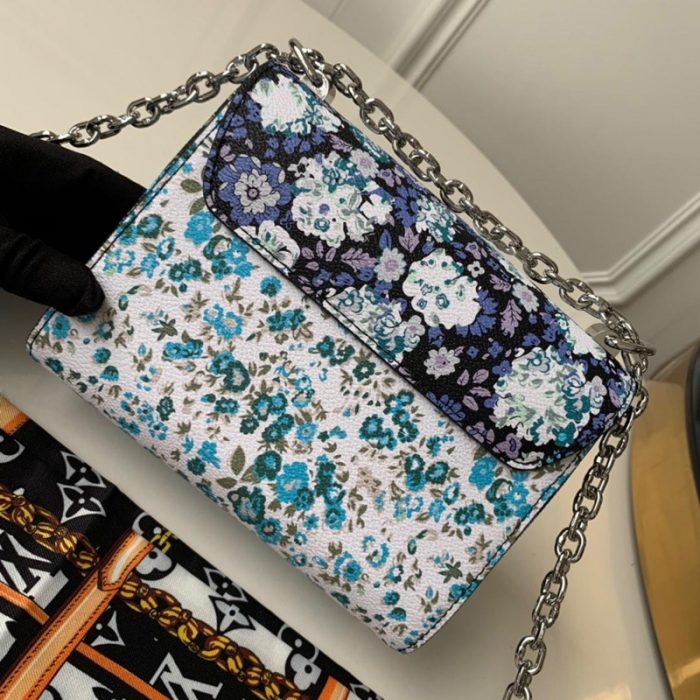 高仿LV TWIST 中号手袋 Nicolas Ghesquiere花卉女包 蓝色