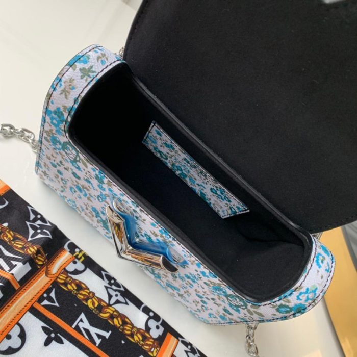 高仿LV TWIST 中号手袋 Nicolas Ghesquiere花卉女包 蓝色
