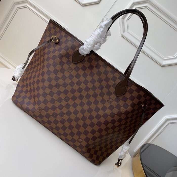 高仿LV NEVERFULL 大号手袋 LV购物袋咖啡格 LV子母包 大号