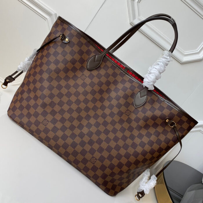 高仿LV NEVERFULL 大号手袋 LV购物袋咖啡格 LV子母包 大号