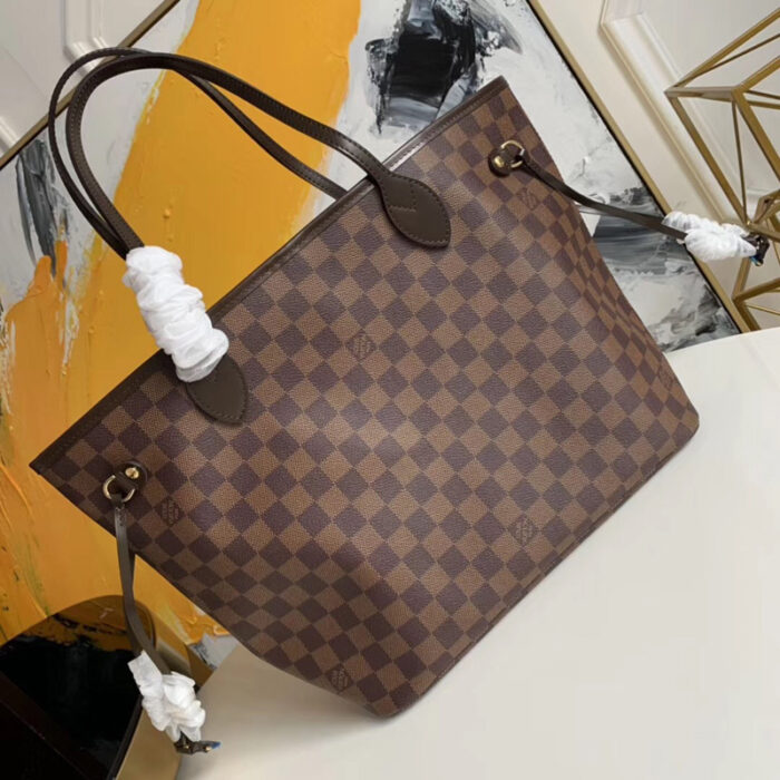 高仿LV Neverfull 中号手袋 DaEbene咖啡格 LV购物袋