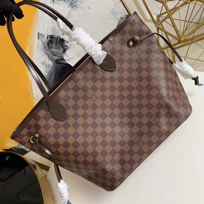 高仿LV Neverfull 中号手袋 DaEbene咖啡格 LV购物袋