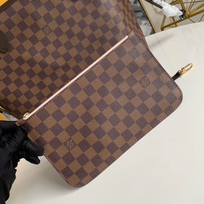 高仿LV Neverfull 中号手袋 DaEbene咖啡格 LV购物袋