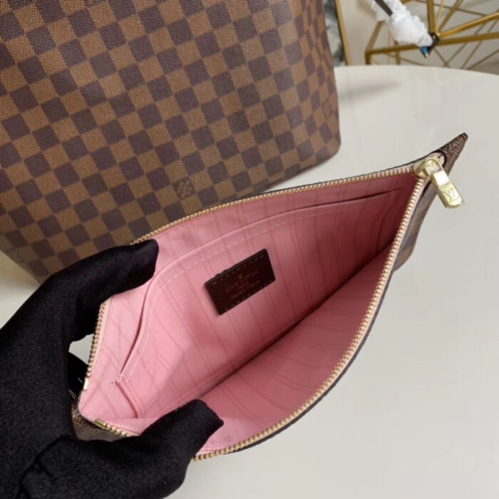 高仿LV Neverfull 中号手袋 DaEbene咖啡格 LV购物袋