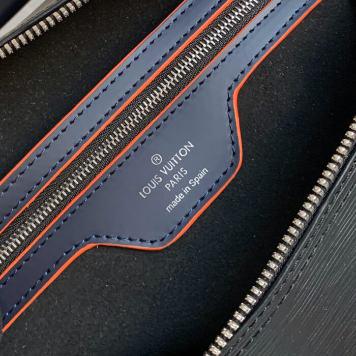 高仿LV Keepall 50旅行袋 Epi皮革配DaGraphite帆布 黑色