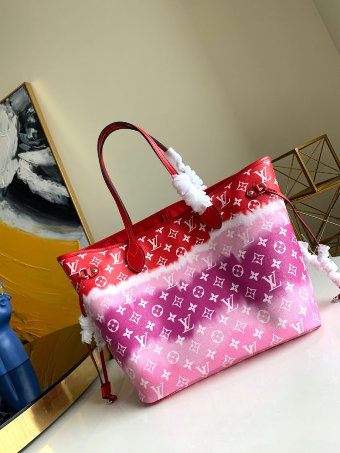 高仿LV NEVERFULL 中号手袋 2020新款日本绞染工艺女包 红色