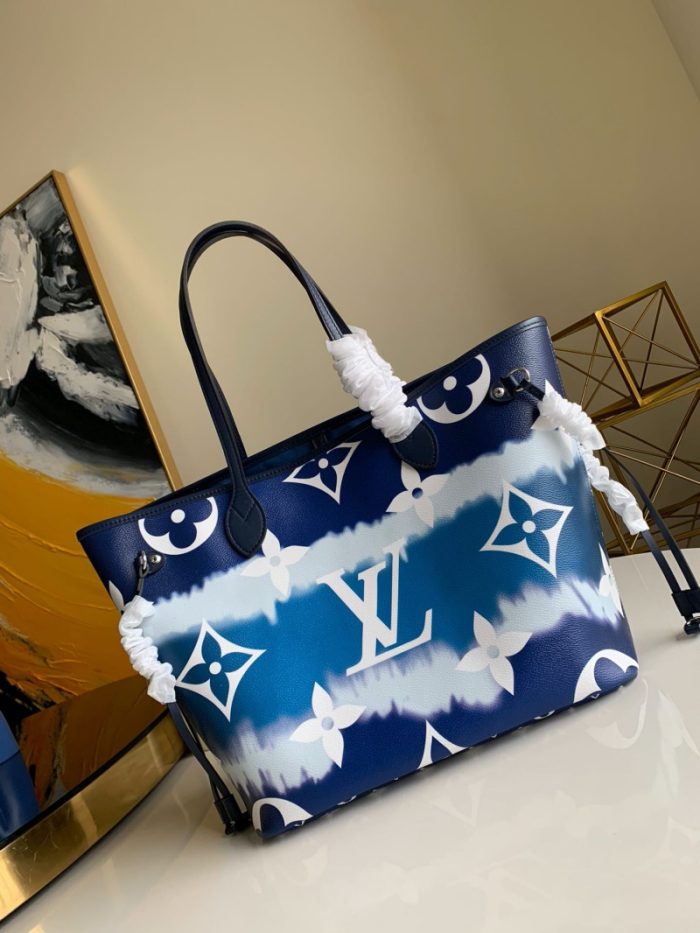 高仿LV NEVERFULL 中号手袋 2020新款日本绞染工艺女包 蓝色