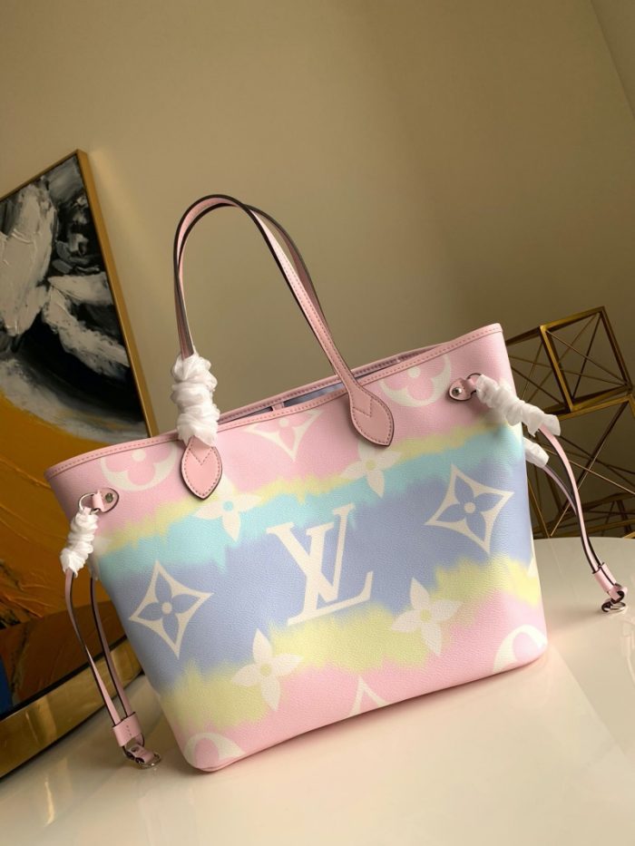 高仿LV NEVERFULL 中号手袋 2020新款日本绞染工艺女包 粉色