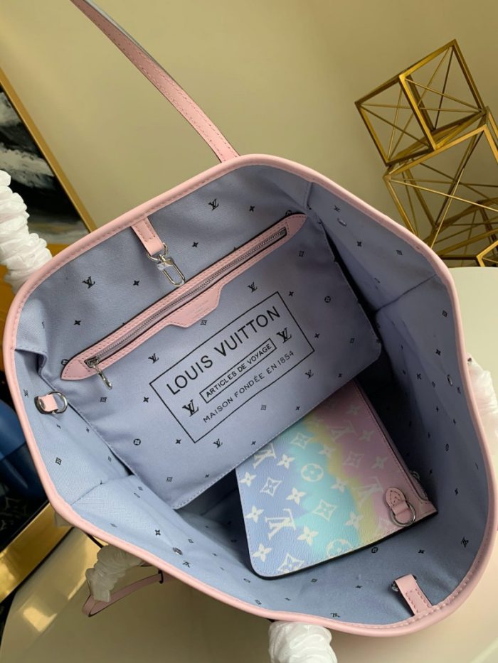 高仿LV NEVERFULL 中号手袋 2020新款日本绞染工艺女包 粉色