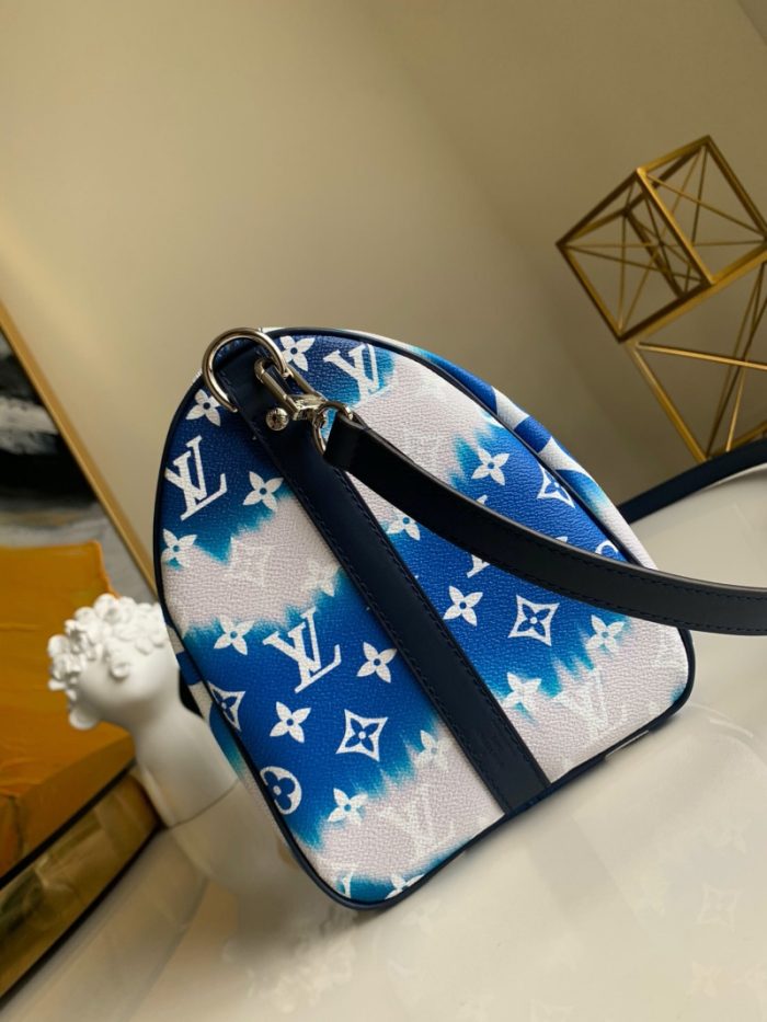 高仿LV SPEEDY BANDOULIERE 30 手袋 日本绞染工艺女包 蓝色