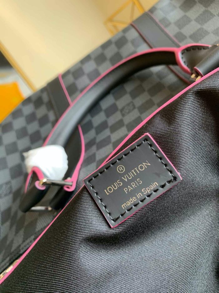 高仿LV Keepall 50 旅行袋 DaGraphite 帆布旅行袋 红色印花