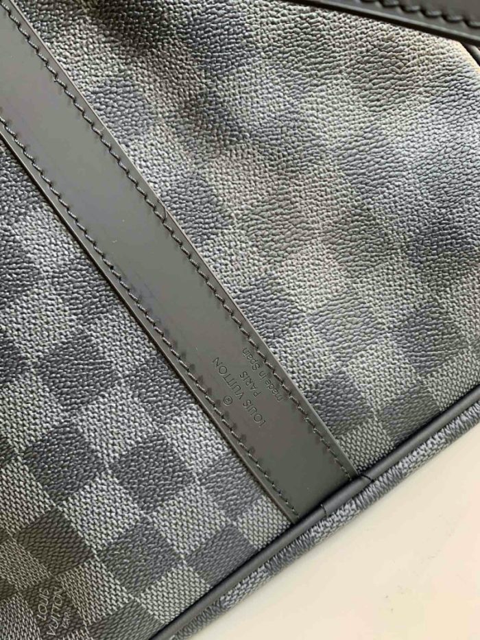 高仿LV Keepall 50 旅行袋 DaGraphite 帆布旅行袋 灰色印花