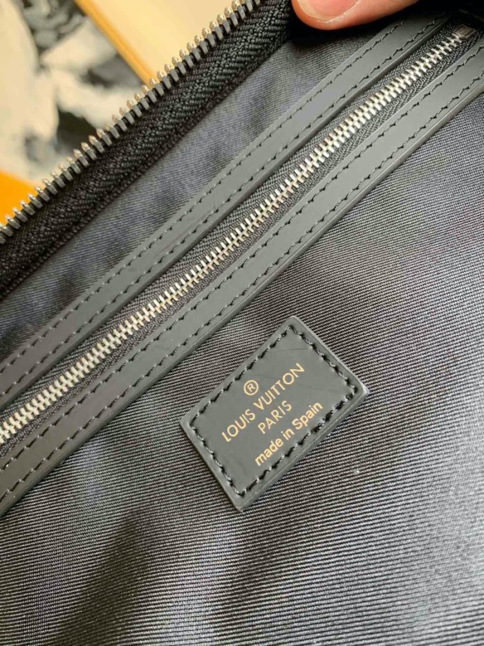 高仿LV Keepall 50 旅行袋 DaGraphite 帆布旅行袋 灰色印花