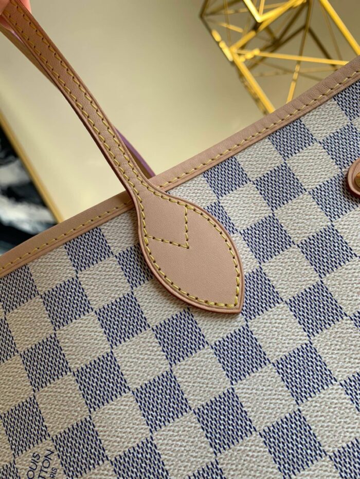 高仿LV NEVERFULL 中号手袋 LV购物袋白格 LV子母包 中号