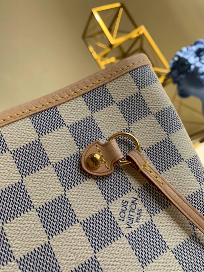 高仿LV NEVERFULL 中号手袋 LV购物袋白格 LV子母包 中号