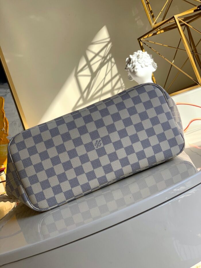 高仿LV NEVERFULL 中号手袋 LV购物袋白格 LV子母包 中号