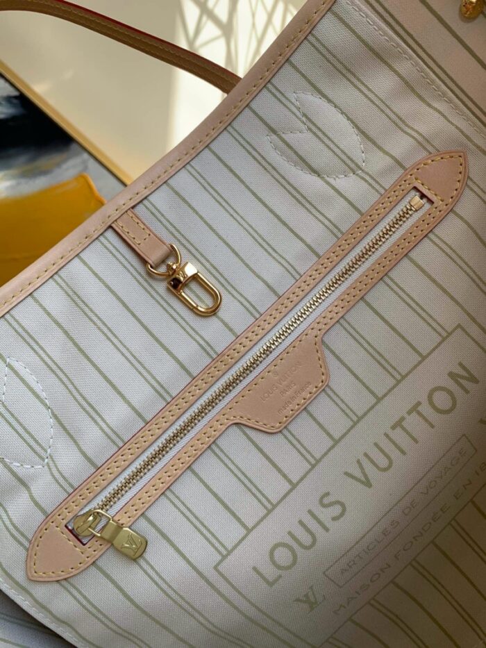 高仿LV NEVERFULL 中号手袋 LV购物袋白格 LV子母包 中号