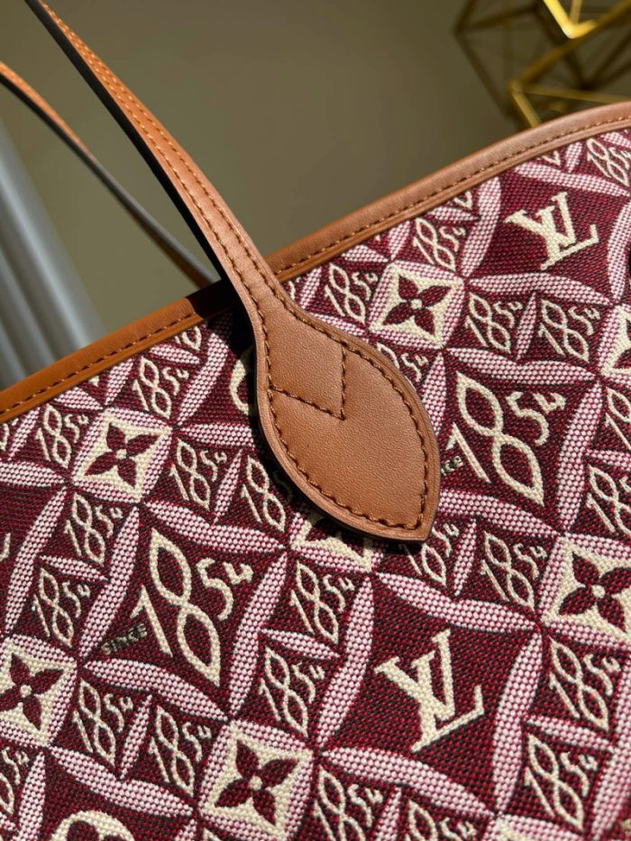 高仿LV NEVERFULL 中号手袋 1854系列妈咪包购物袋 棕红色