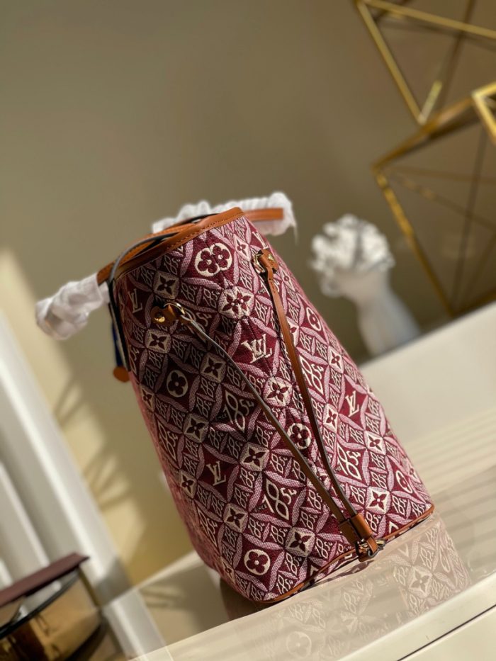 高仿LV NEVERFULL 中号手袋 1854系列妈咪包购物袋 棕红色