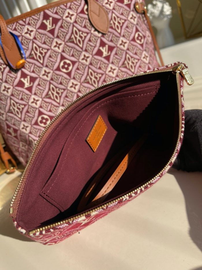 高仿LV NEVERFULL 中号手袋 1854系列妈咪包购物袋 棕红色