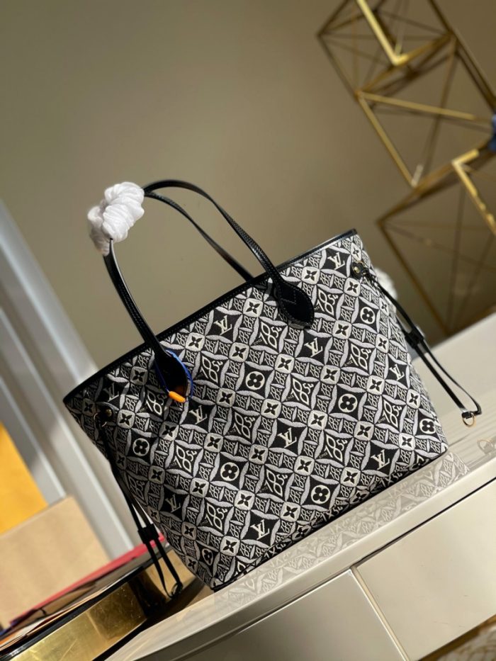 高仿LV NEVERFULL 中号手袋 1854系列妈咪包购物袋 灰色